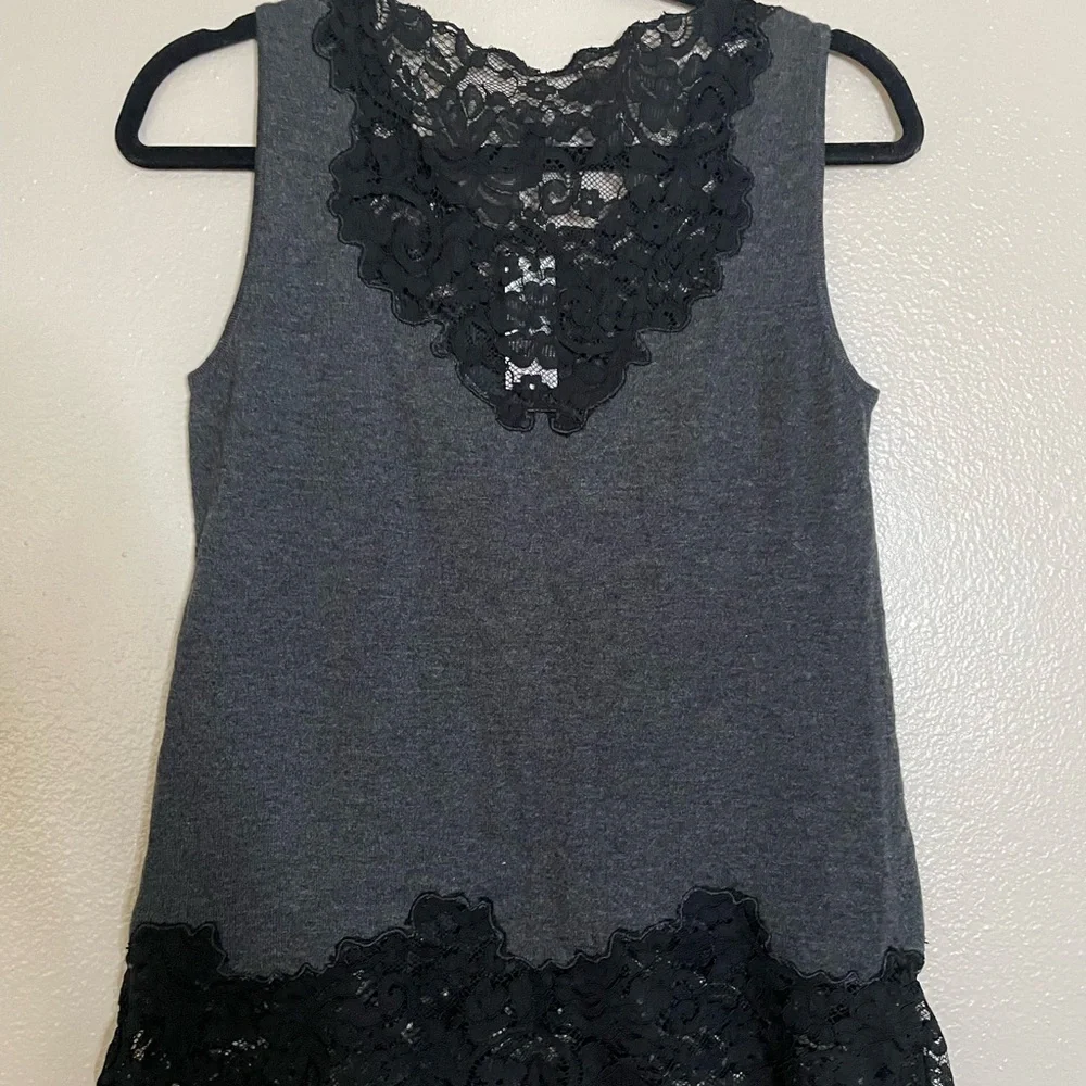White House Black Market Wool Blend Gray Lace Trim Chemise size XS